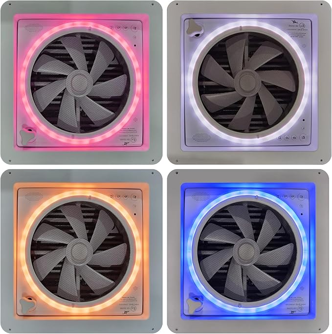 2012 14" RV Roof Vent Fan with LED Light, Air Max Reversible Exhaust Vent