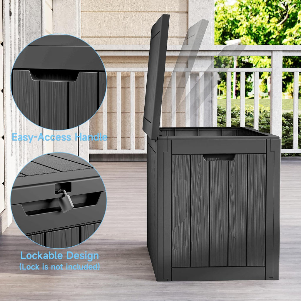 35 gallon outdoor deck box, lockable waterproof outdoor, close-up detail