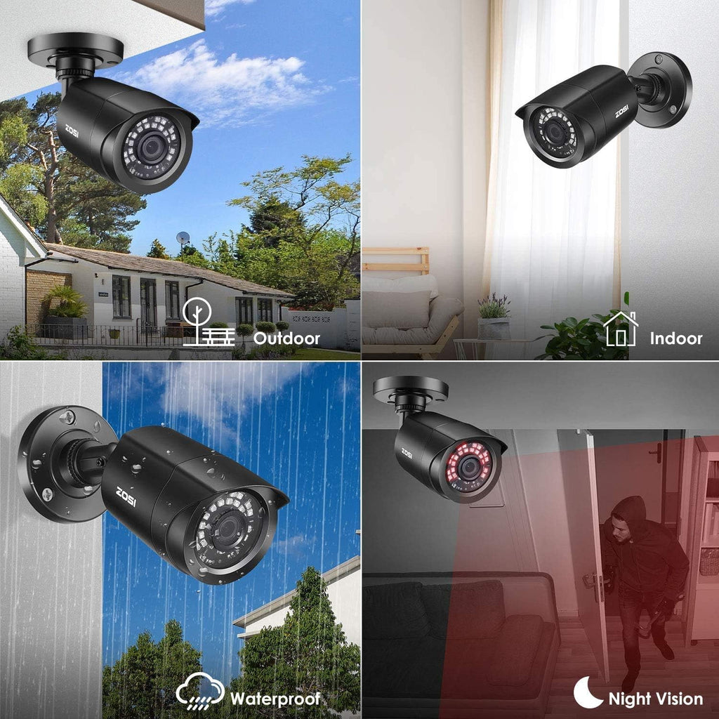 zosi 4 pack 1080p 2.0mp outdoor indoor 3.6mm showing dimensions