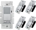 BESTTEN 5 Pack Matte Silver Dimmer Light Switch, Single Pole or 3-Way,