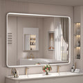 44x30 Inch Silver Framed Mirror, Brushed Nickel, Rounded Rectangle Mirror