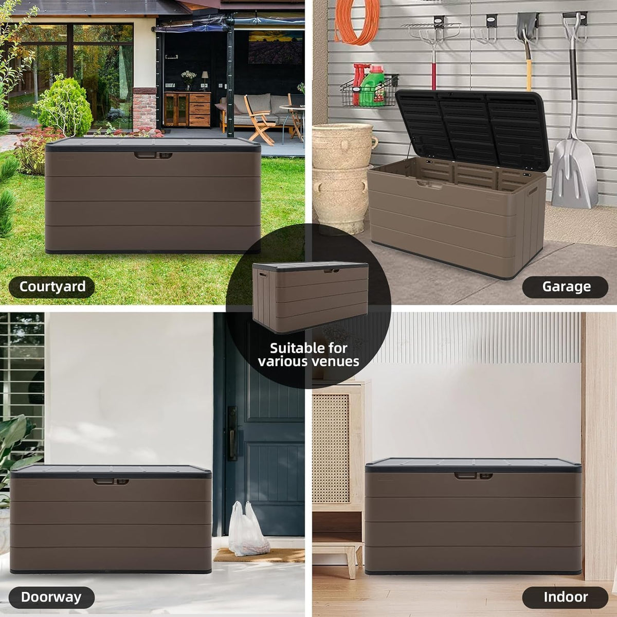 outdoor storage box waterproof, 100 gallon plus lockable, close-up detail