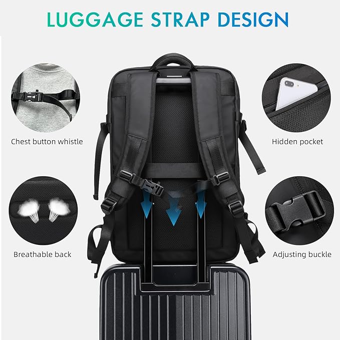 50L Carry on Travel Backpack, Expandable Airline Approved Backpacks