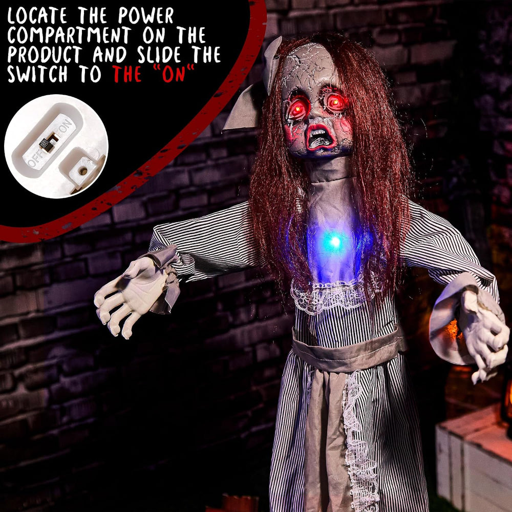 Halloween Animatronics 4ft Creepy Doll Decoration - 48inch Animated Scary Tal...