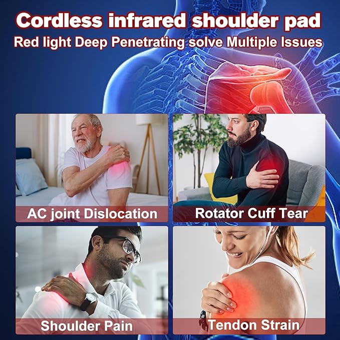 Cordless Shoulder Red Light Therapy Belt, Portable Near Infrared Light Therapy