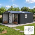 K Knowbody 10x15.5 FT Metal Storage Shed with Canopy，20-Gauge Frame