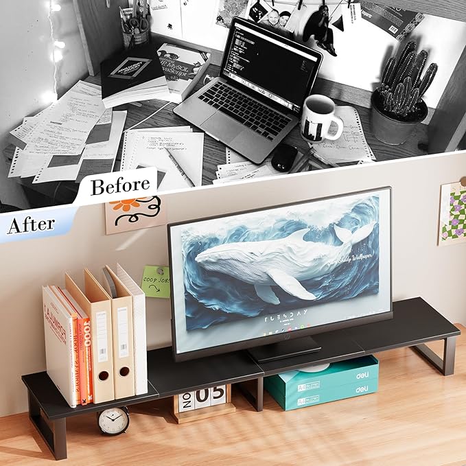 aboxoo 47" TV Riser with Light for 32-60 inch TV, TV Riser Stand Shelf