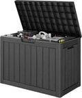 Outdoor Storage Waterproof Deck Box for Patio (45 Gallon, Black)