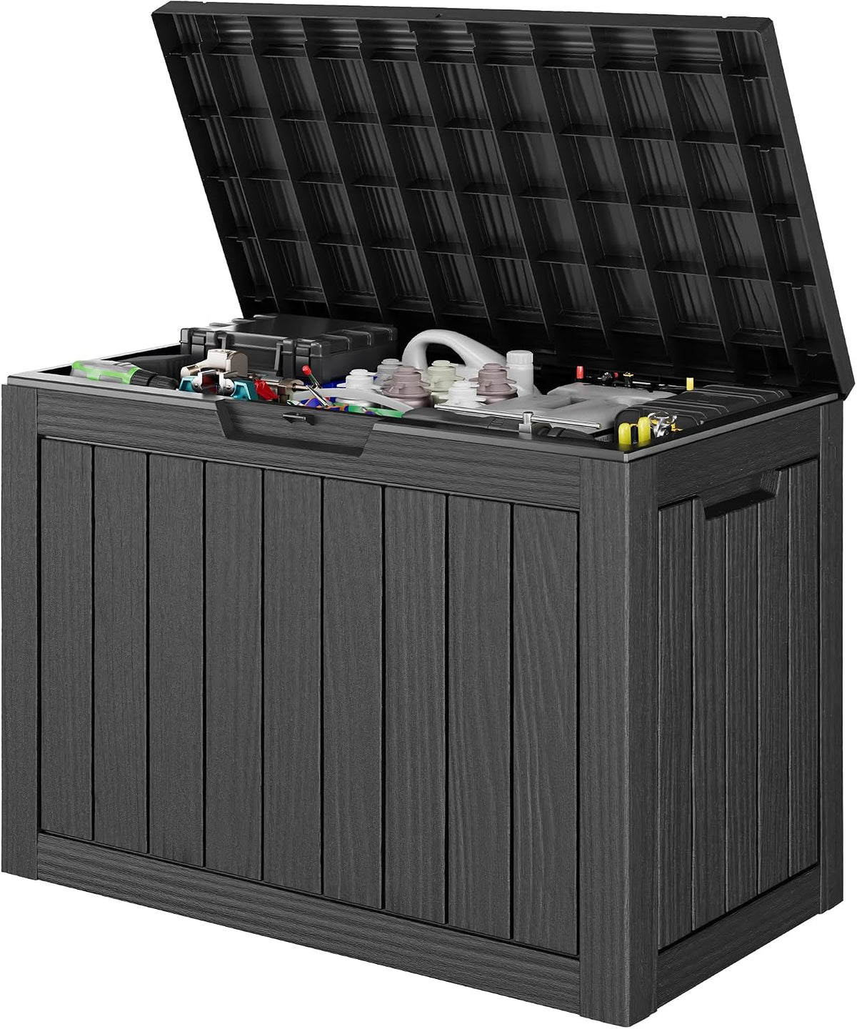 Outdoor Storage Waterproof Deck Box for Patio (45 Gallon, Black)
