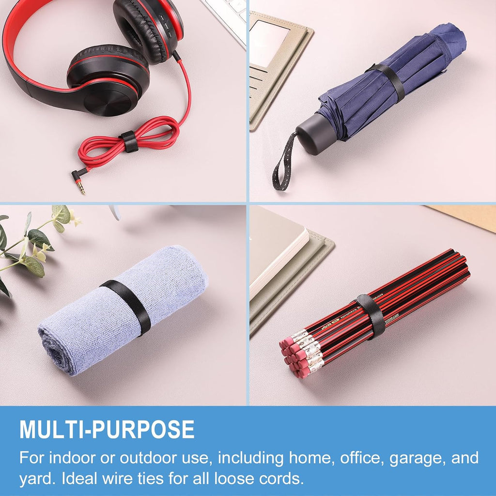 1,000 PCS 8 Inches Reusable Cable Ties | Adjustable Cord Wraps, Cable Straps | Hook & Loop Cord Organizer, Cable Management (100 PCS x 10 Packs) (1000 PCS)