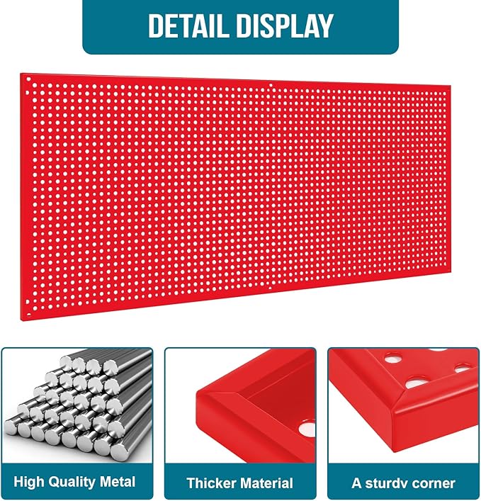 Daanxw Pegboard Rack Garage Storage Steel Horizontal PegBoard Pack, Steel (3 Pack)