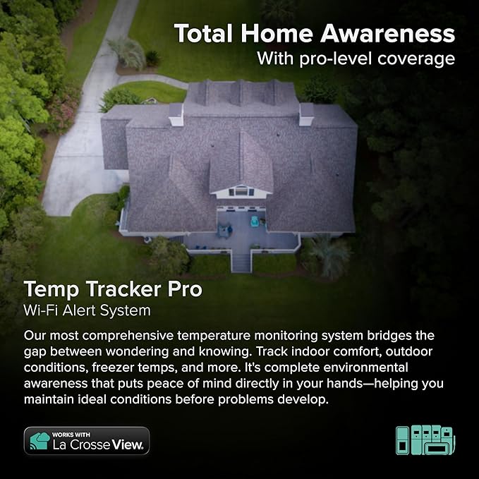 Temp Tracker Pro Wi-Fi Alert System: Bridge Gateway, 3 in/Out Temp. and Humidity