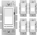 BESTTEN 5 Pack Dimmer Light Switch, Single Pole or 3-Way, Compatible