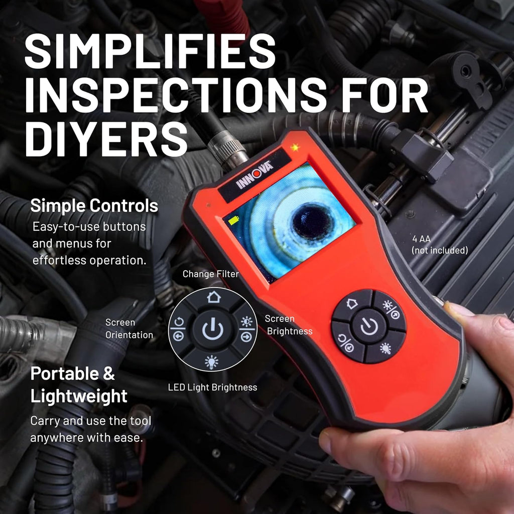 innova 3380 automotive borescope with light, 2.7" inspection showing dimensions