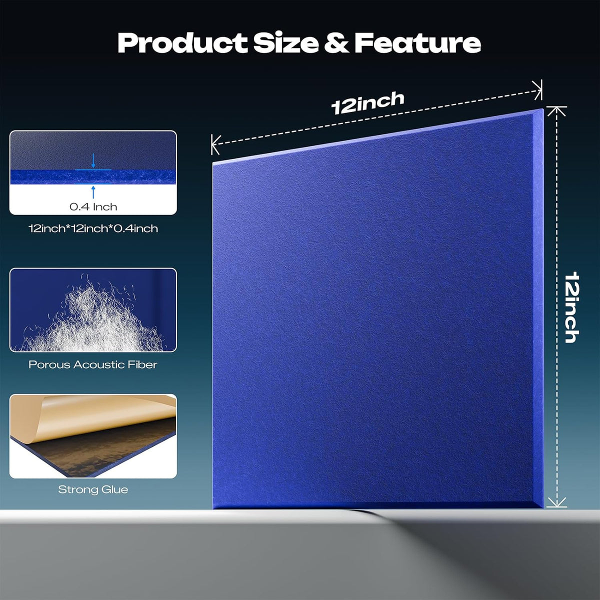 sonicism 12 pack acoustic wall panels, side view