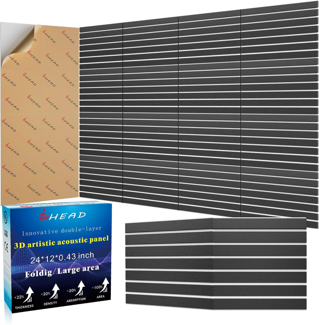 BSHEAD 6 Pack 2-Layer Fold Soundproof Wall Panels, 0.9lb/ft³ High Density