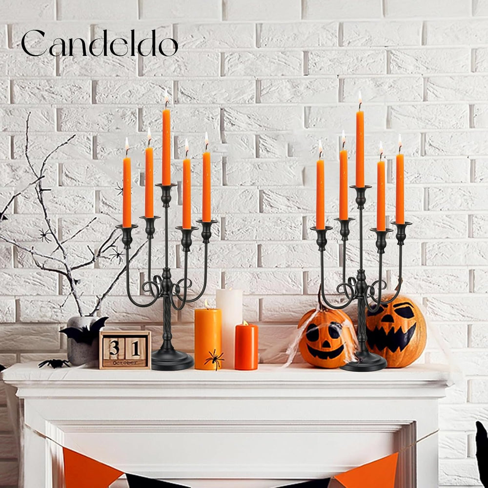 Candeldo 20 Inches Black Candelabra Halloween Decorations Set of 2