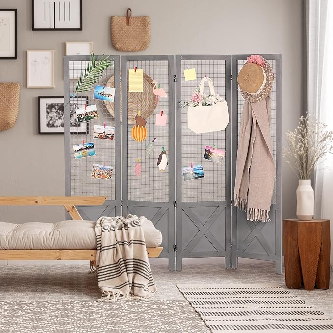 Wnutrees 4 Panel Gridwall Display, Portable Freestanding Display Board