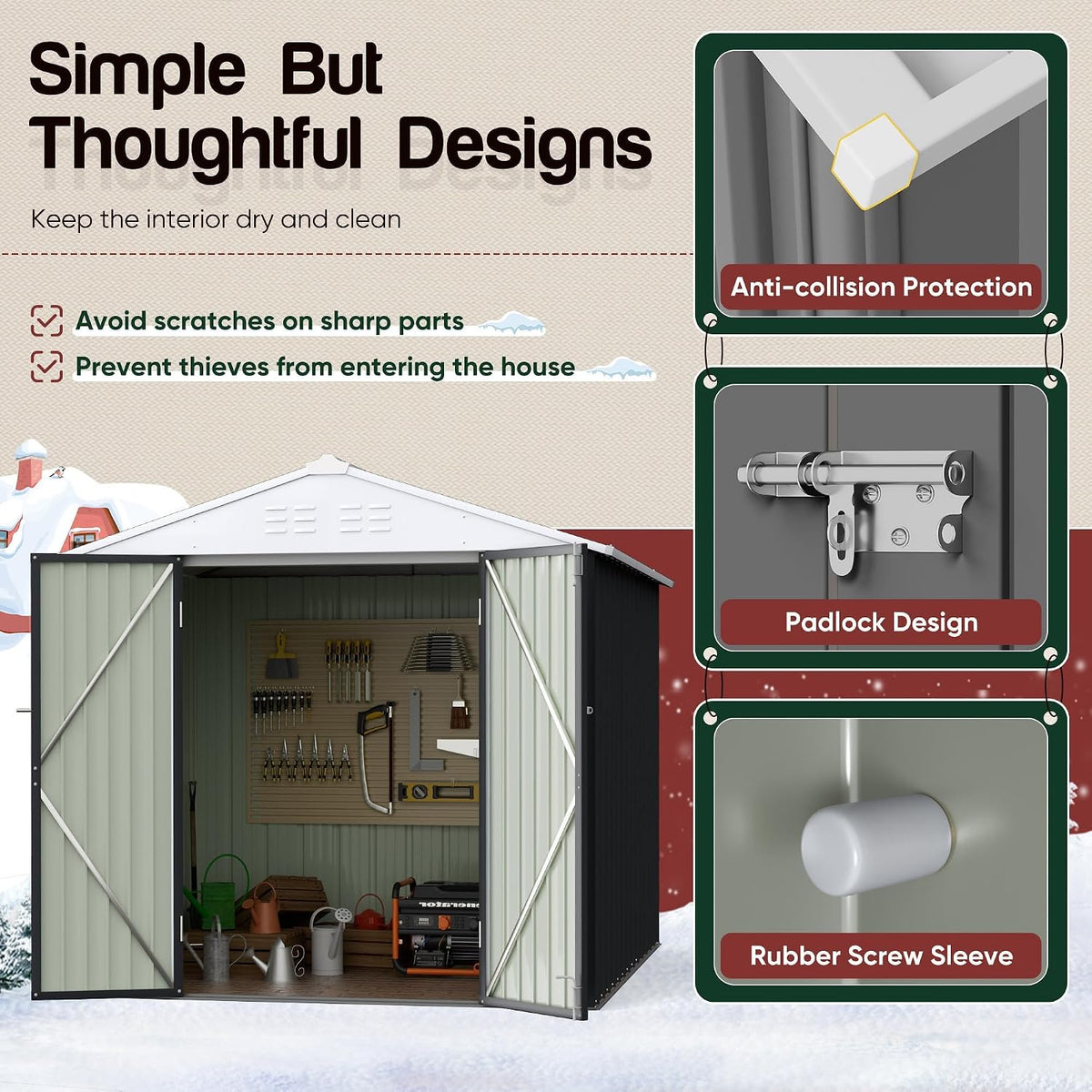 gunji 6 x 4 ft shed outdoor storage, side view