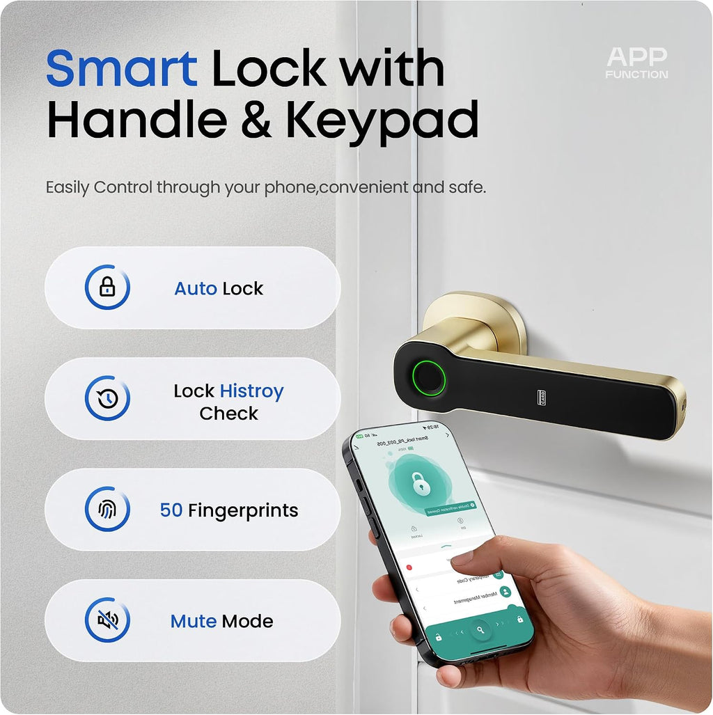 keyless entry door lock with keypad, smart electronic on a desk or shelf