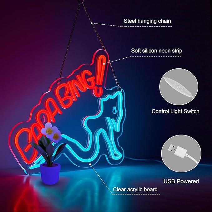 Bada Girls Neon Sign for Wall Décor Dimmable Bing Sopranos LED Neon Light USB