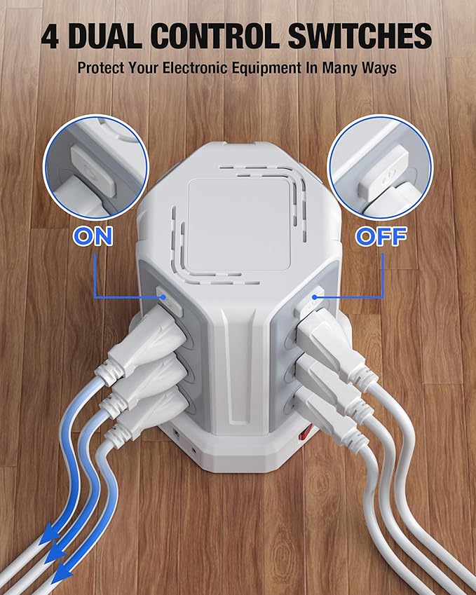 Power Strip Surge Protector, 10 Ft Extension Cord