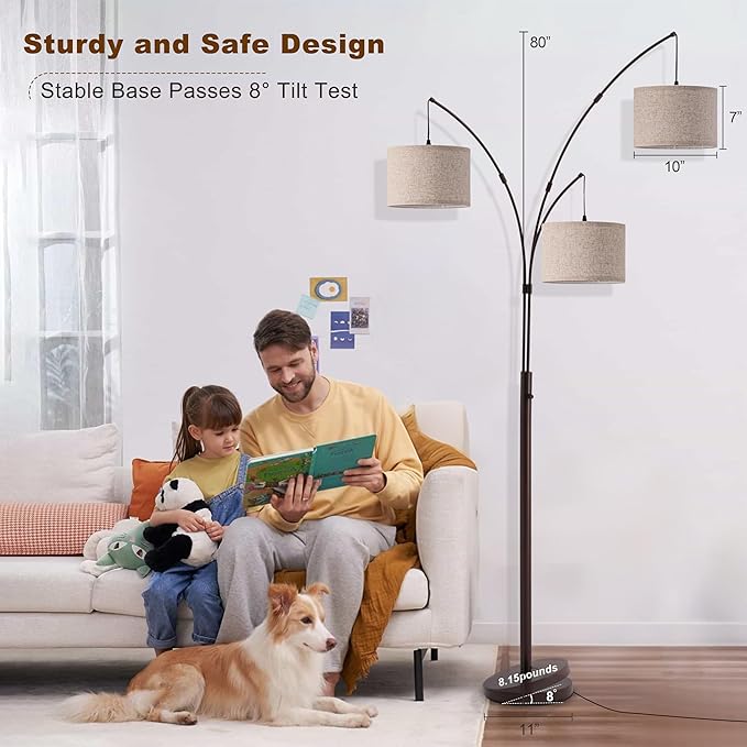Fansdrick 3 Light Arc Floor Lamps