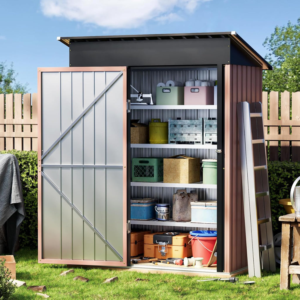 Panovue 5X3X6.1FT Garden Storage Shed (NO Wood Panels&Frame Floor)