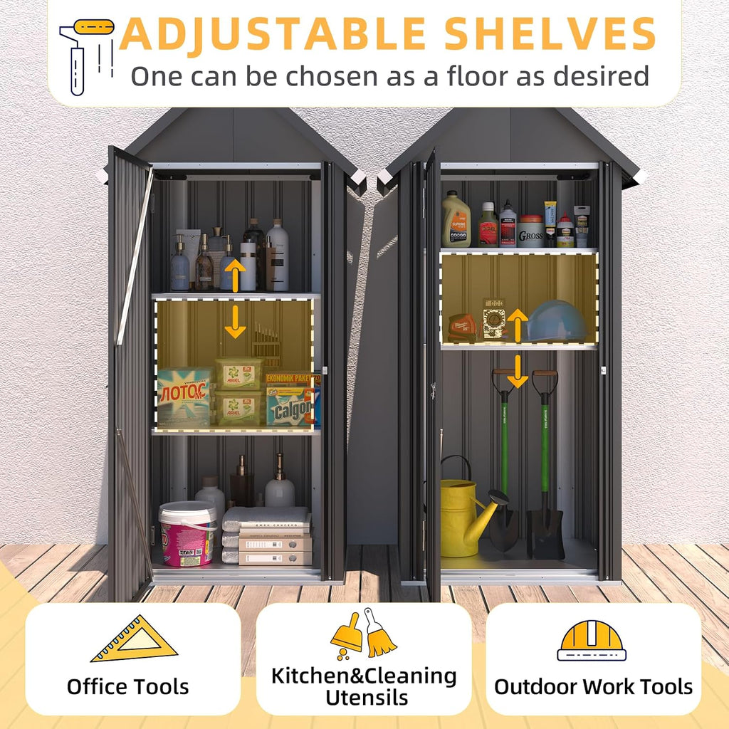 aecojoy 70'' tall vertical outdoor storage cabinet waterproof shown in use