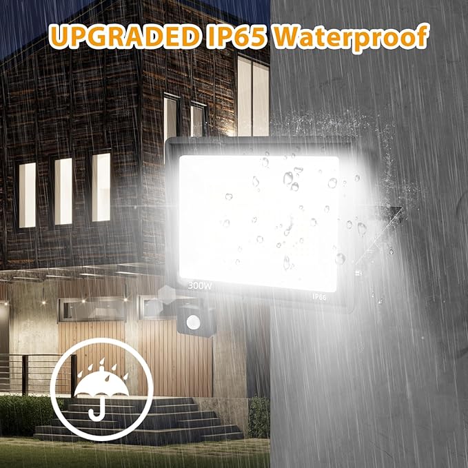 YANYCN 2 Pack 300W LED Motion Sensor Flood Light, LED Work Light