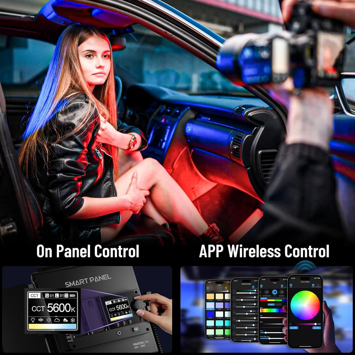 Mettlelite SPL210C RGB LED Video Light with APP Control, 360 Full Color RGB Panel, 2800K-8000K, CRI/TLCI 97+, 10 Scenes, Professional Photography Studio Lighting for YouTube/Stream/Photo/Video