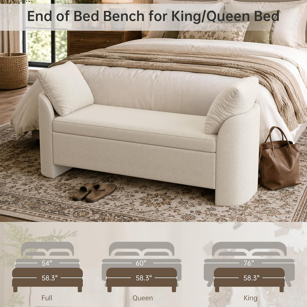 usaint 58.3" upholstered storage ottoman bench with 2, side view