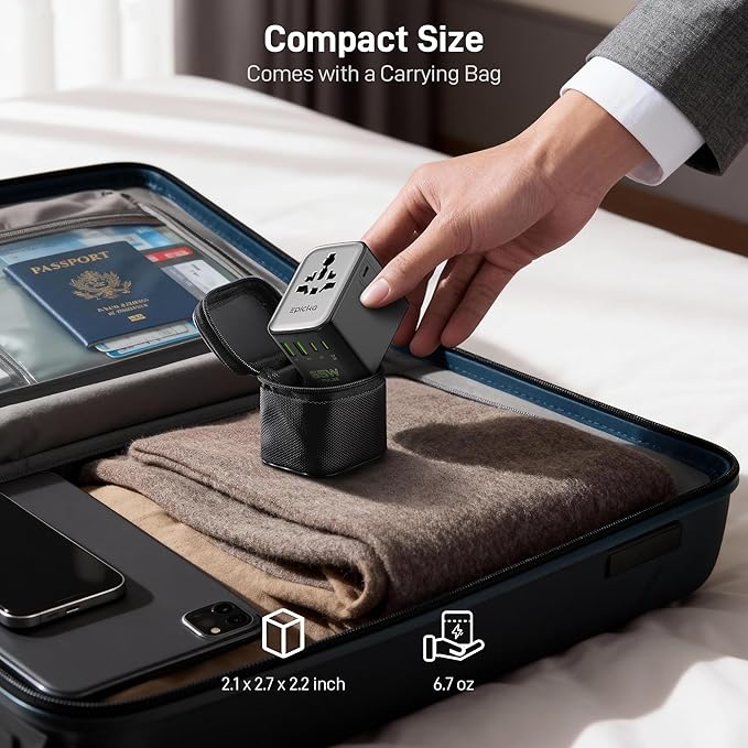 Epicka Pulse Duo 65W Universal Travel Adapter, International Power Adapter