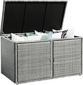 DORTALA 88 Gallon Deck Box Organizer, Wicker Large Indoor Outdoor Storage Container Cabinet for Patio Furniture Cushions Garden Tools, Gray