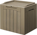 GUNJI 30 Gallon Small Deck Box Outdoor Waterproof Resin Storage Box Lockable Storage Container Outside Package Delivery Box (Beige)