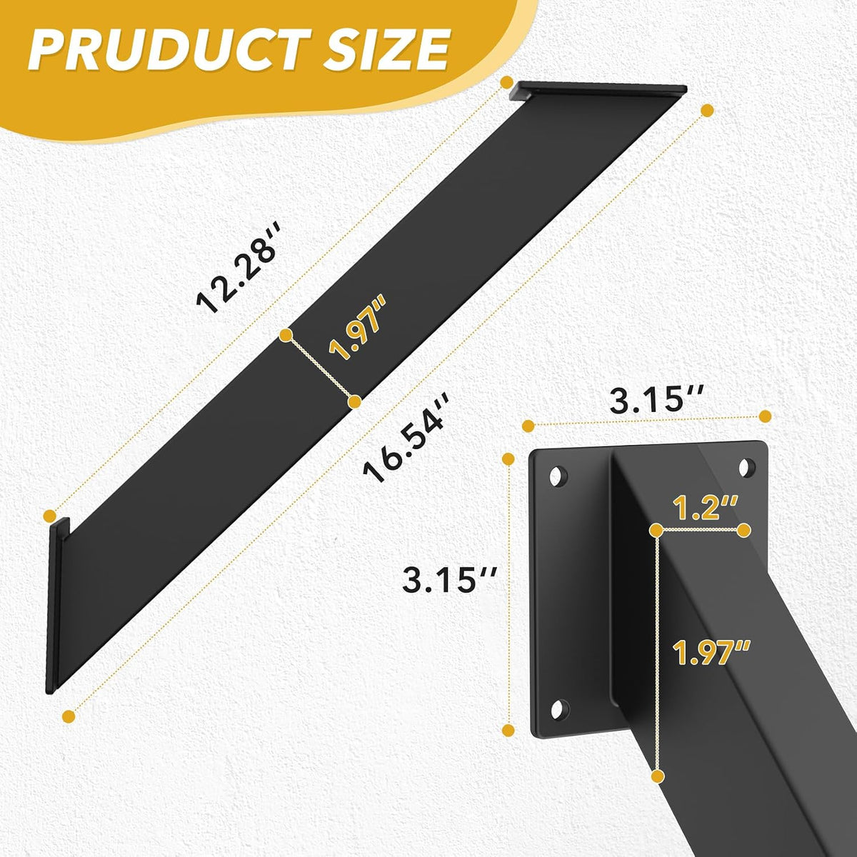 pergola brackets 4"x 4", heavy duty 45 degree showing dimensions