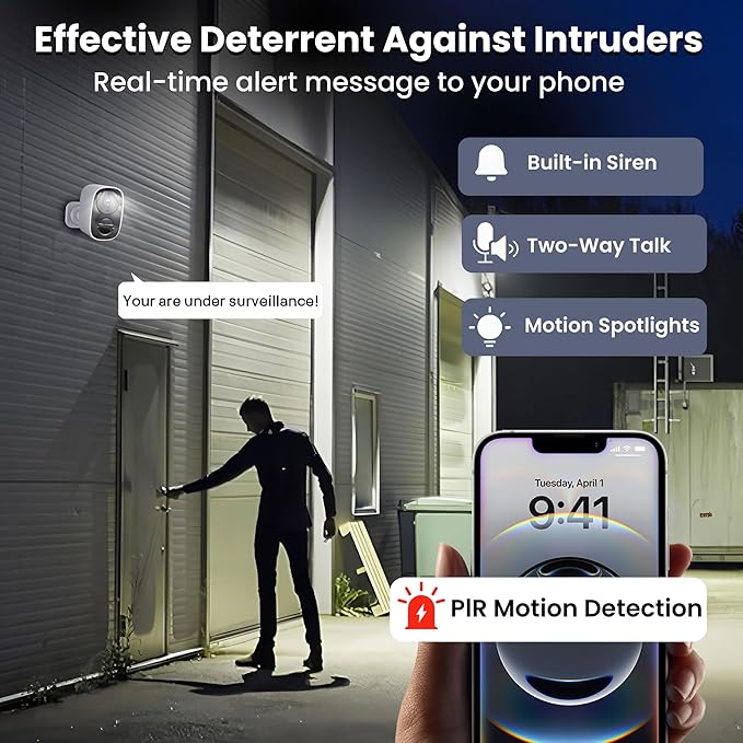 2025 Upgraded 2K Security Cameras Wireless Outdoor, Free Cloud Storage (2 Pack)