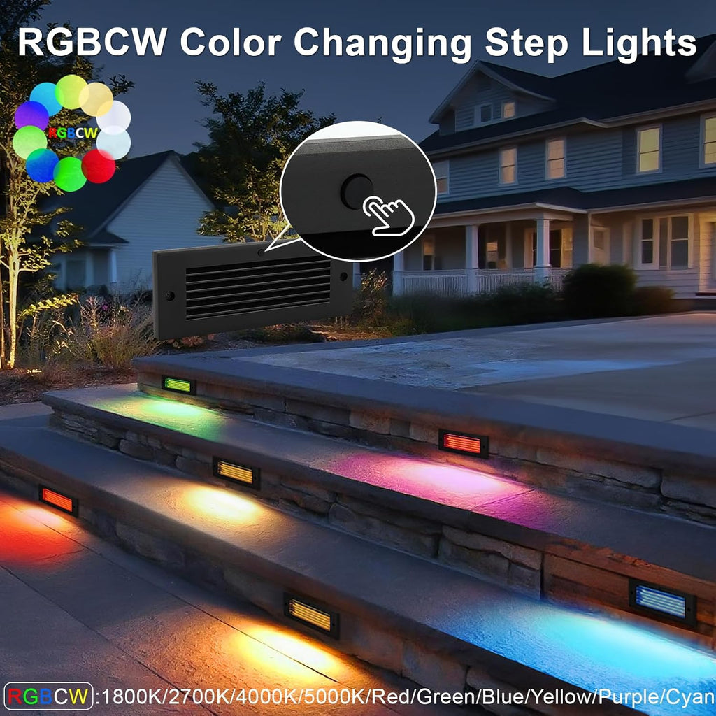 outdoor stair lights with color changing for surface, side view