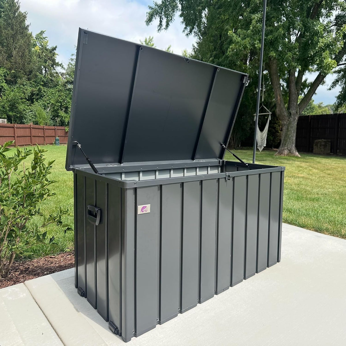 PURPLE LEAF Outdoor Deck Box 150 Gallon, Waterproof Lockable Storage, Gray