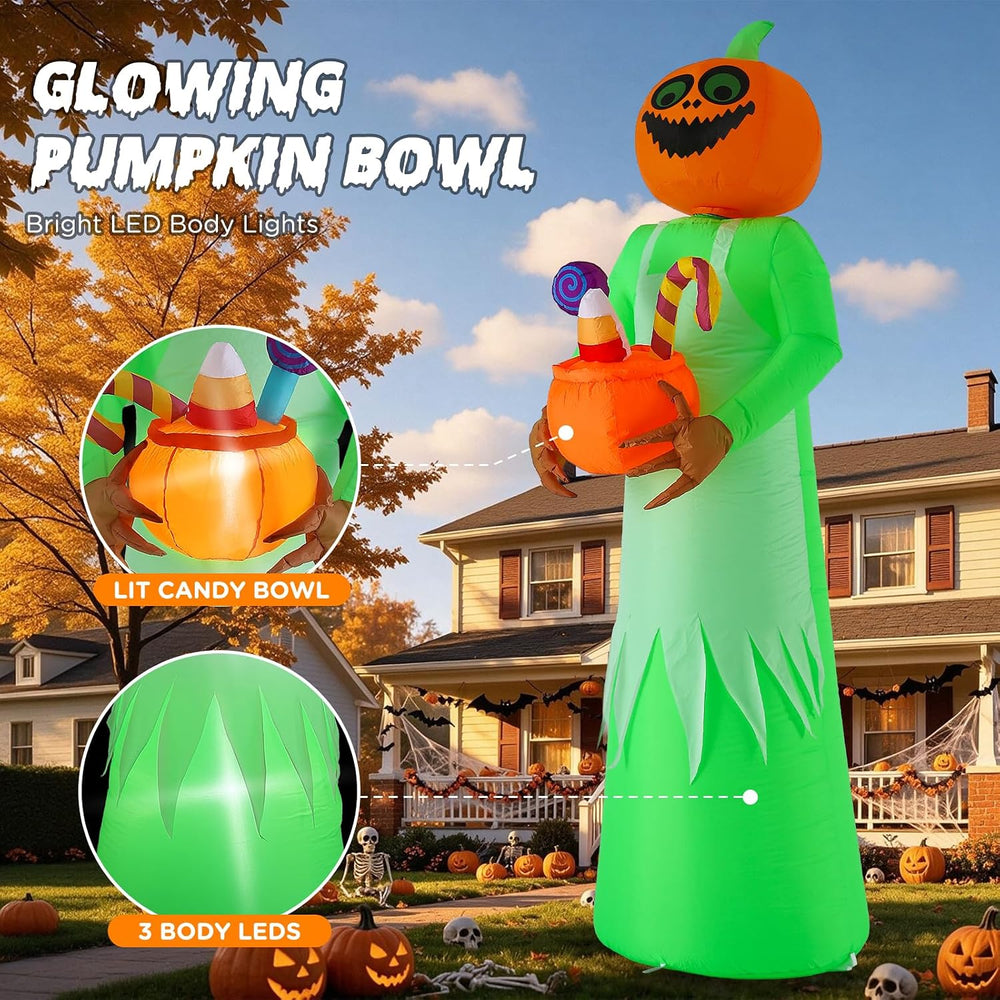 Elegear 10FT Animated Halloween Inflatable with Rotating Pumpkin Head