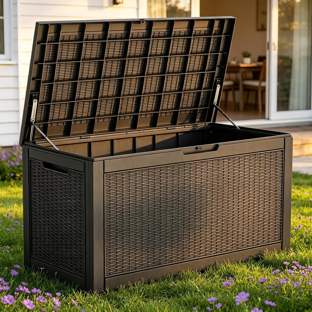 140 gal outdoor storage box waterproof lockable,deck box,gas, package contents