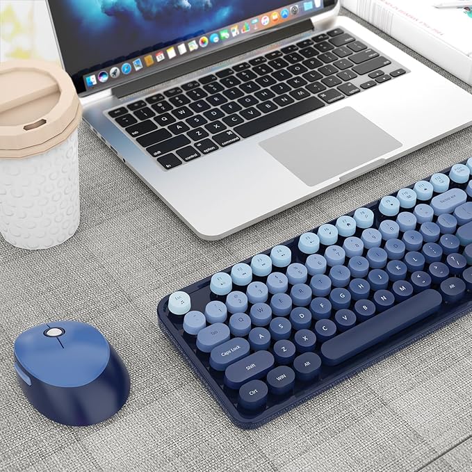Nowlike Wireless Keyboard and Mouse Combo, Retro Typewriter Keyboard