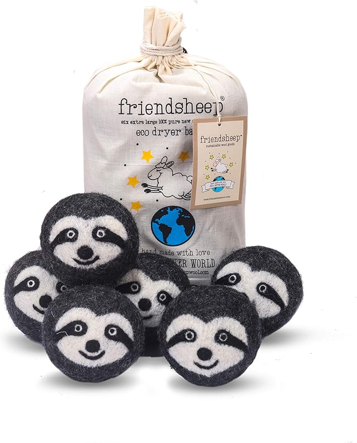Friendsheep Wool Dryer Balls, Organic Reusable Fabric Softener Alternative (6 Pack)