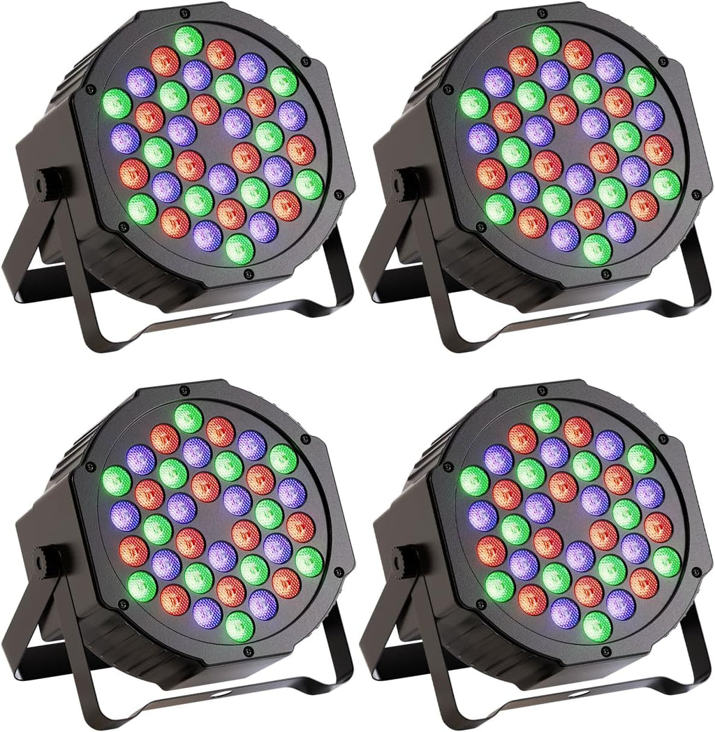 JAJALUYA LED Par Lights 36 LED Stage Lights 7 Modes RGB DJ Lights (4-Pack)