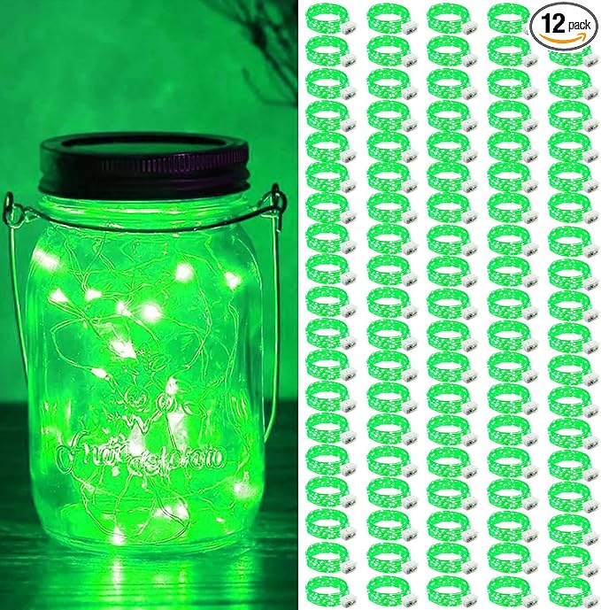 ZGWJ 100 Pack Fairy Lights Battery Operated, 7ft 20 Mini LED Fairy String Lights Silver Wire 3 Modes for DIY, Parties, Wedding, Bedroom, Halloween Christmas Decoration Green
