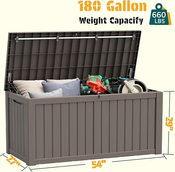 NUNU LAB 180 Gallon Outdoor Storage Box Waterproof, Outside Package Delivery