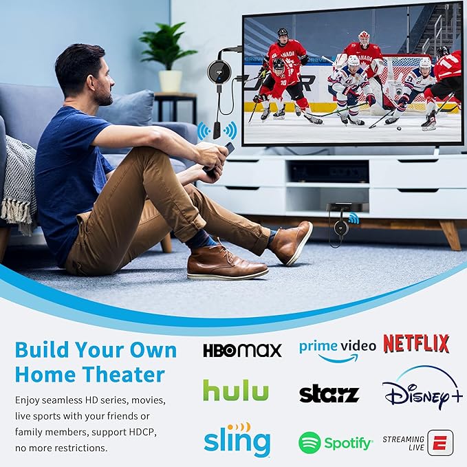 AIMIBO Wireless HDMI Transmitter and Receiver Kit 4K, Casting 2.4/5GHz Stable