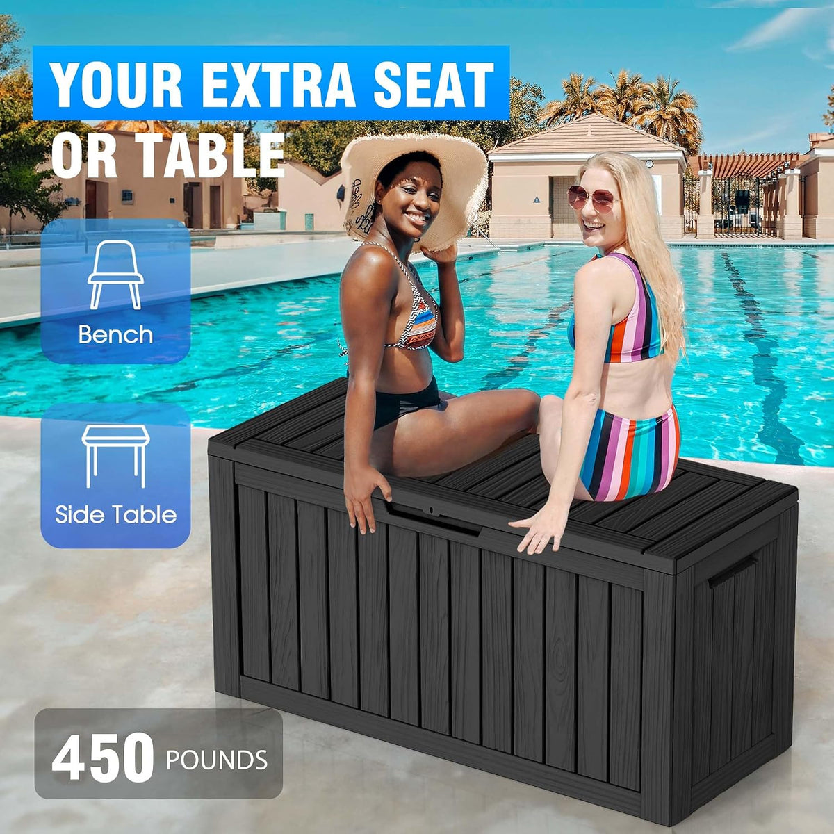 80 gallon outdoor deck box, lockable waterproof outdoor, package contents
