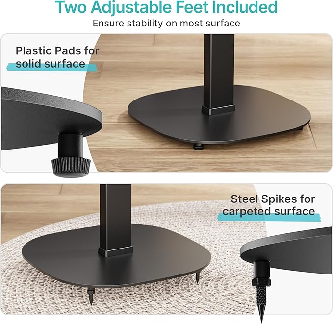 Pegzone Height-Adjustable Speaker Stand Pair from 28.6" to 46.1", 22lbs Capacity