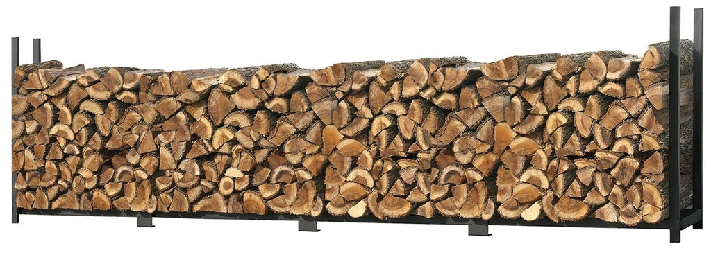 shelterlogic 4' firewood-rack-in-a-box all-season ultra duty steel premium shown in use